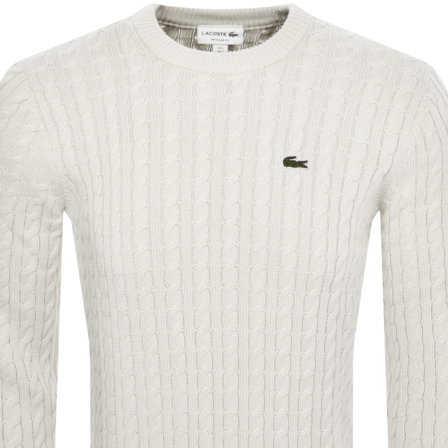 Lacoste Cable Knit Jumper White